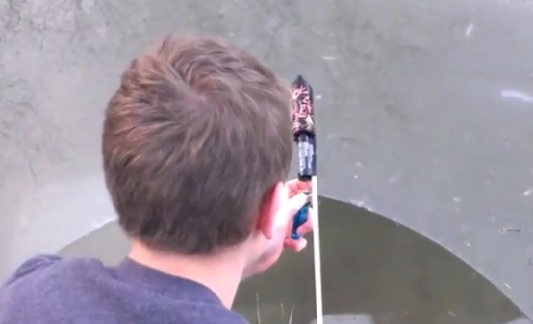 This Guys Lights Up a Bottle Rocket Under Ice and the Result is Amazing