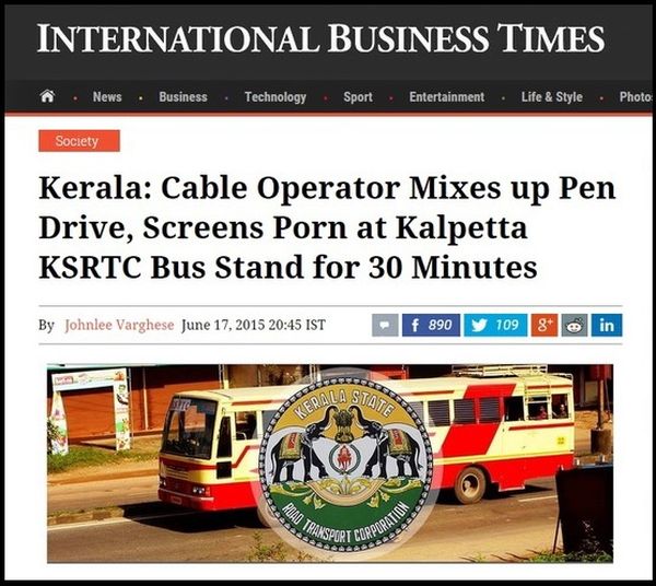 Folks At Kerala Bus Stand Treated To 30 Mins Of Porn After Pen Drive Goof Up By Cable Operator