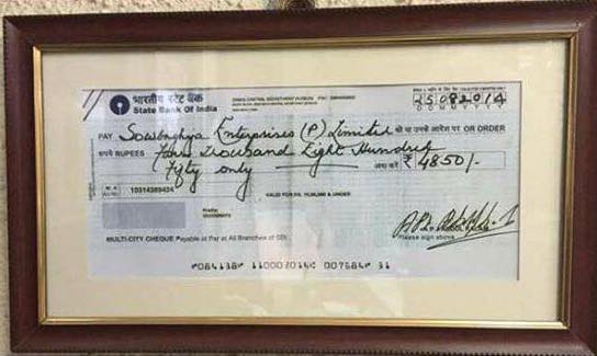This Framed Cheque Proves Yet Again That Dr Kalam Is A Legend Like No Other