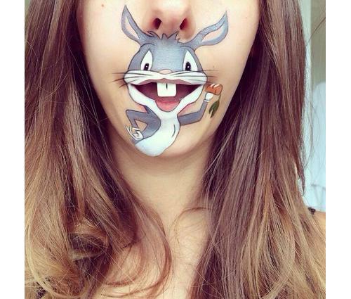 Makeup Artist Lauren Jenkinson Turns Her Lips Into Cute Cartoon Characters.