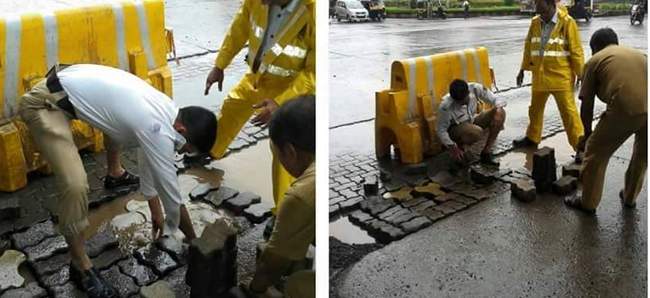 As BMC Turns A Blind Eye Mumbai Traffic Police Decides To Fix The Potholes Themselves