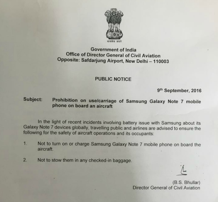  US, India Bans Flyers From Carrying Samsung Galaxy Note 7 In Check-In Luggage