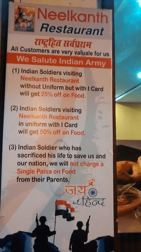 This Raipur Restaurant Is Doing Its Bit By Offering Soldiers Food At Special Rates