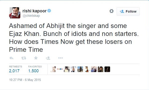 Rishi Kapoor, Sonakshi Sinha Disgusted By Abhijeetâ€™s Tweets Regarding Salman Khan