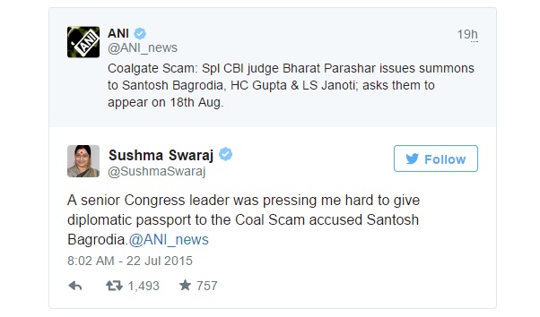 Sushma Swarajâ€™s Tweets Promise Big Reveal In Parliament On Congress Leader