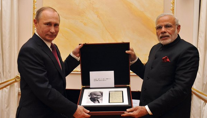 President Vladimir Putin gifts PM Narendra Modi a page from history. Details inside