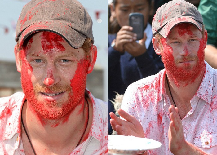 These Pictures Of Prince Harry Reuniting Playing Holi With Gurkha Officers Will Make You Smile