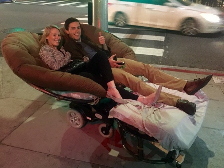 Modern-Day Hero Takes His Date Out On The Town In A Motorised Lounge Chair