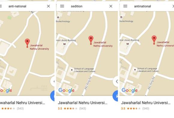 Why Google Maps Point Towards JNU When You Search For Anti-National And Sedition