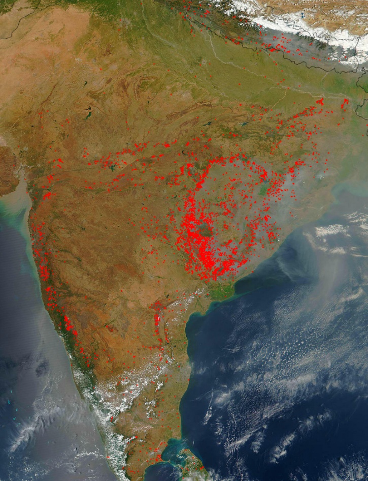NASA Satellite Images Show Farmlands Across India On  As Farmers Slash And Burn