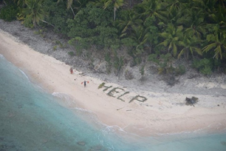 Taking Cue From Movies 3 Stranded Men Get Rescued From A Deserted Island By Writing Help On The Sand