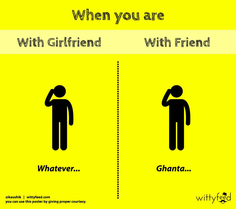 These Posters Show How Every Guy Behaves Differently With His Friends & His Girlfriend