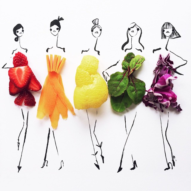 Fashion Illustrator Completes Her Dress Sketches With Food