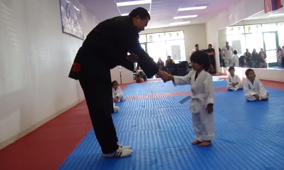 Little Kid Shows His Cute Taekwondo Skills And Earns A White Belt